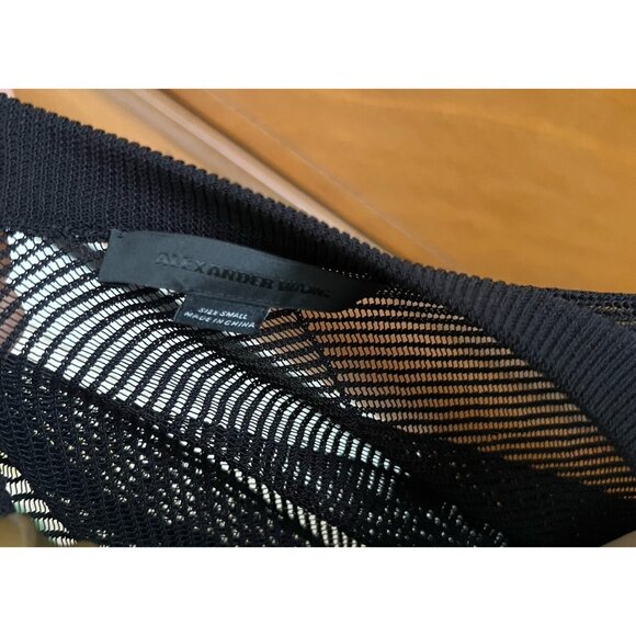 ALEXANDER WANG Sheer Mesh Net crop Top sweater pullover black Sz S - Picture 8 of 12